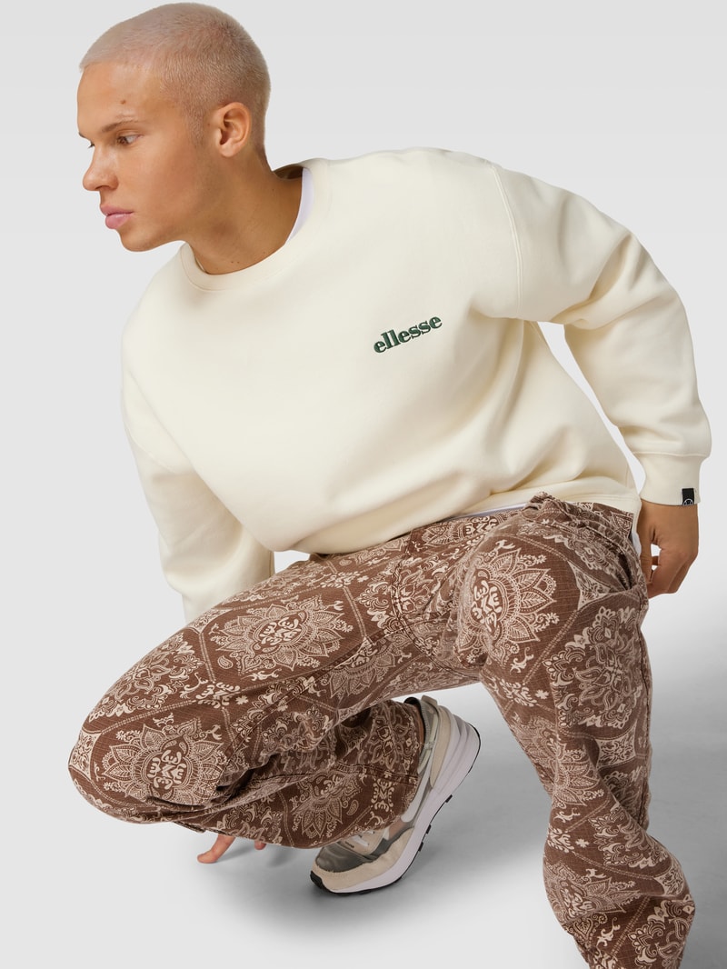Sweatshirt mit Label-Stitching Modell 'AURELIO' in offwhite