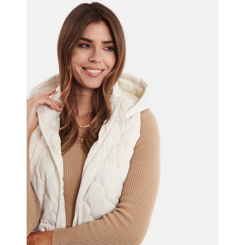 Threadbare THB Crush Quilted Long Line Gillet Longweste Damen