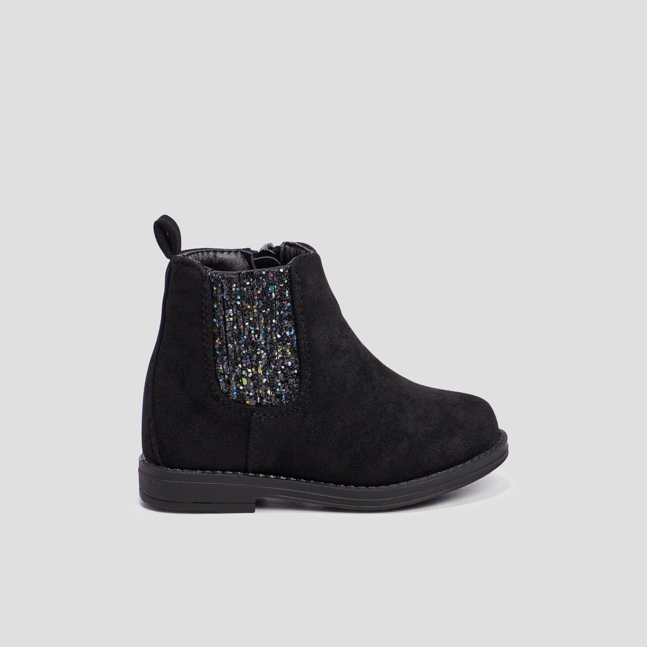 Bottines pailleté chelsea zippées noir bébé fille | La Halle