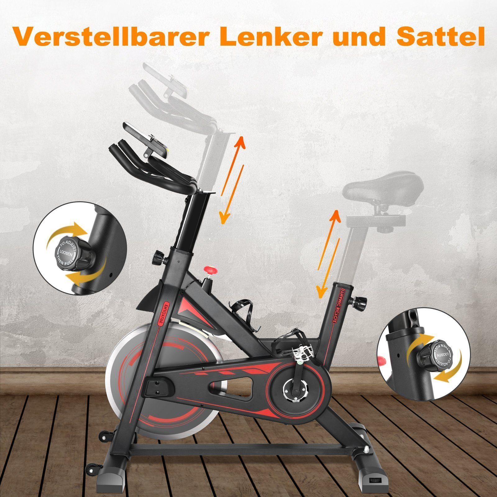 MVPower Heimtrainer Heimtrainer Fahrrad Max. Belastung 150kg (LCD-Display & Pulsmessung, mit 10 kg Schwungrad), mit Stufenlose Widerstandseinstellung