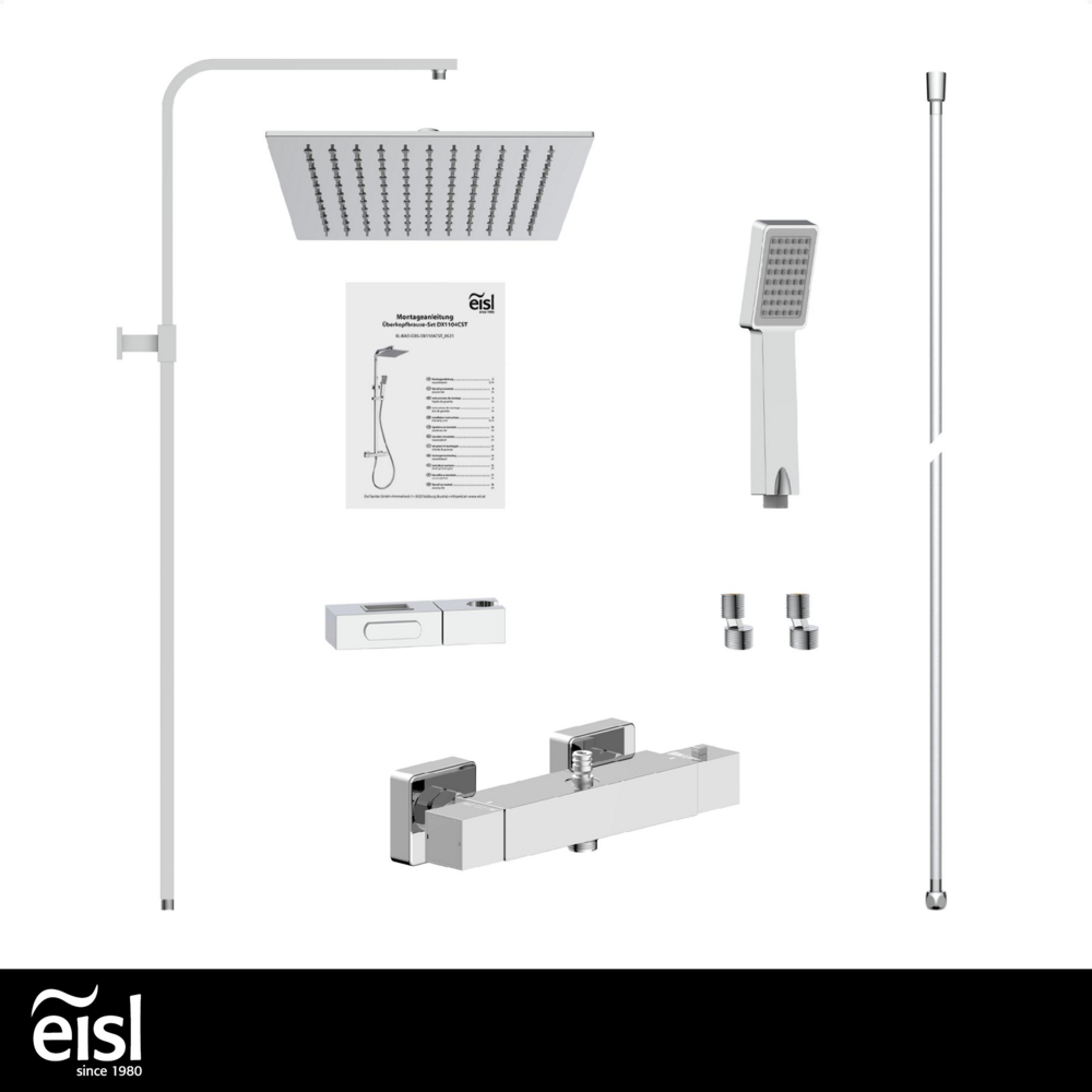 Eisl Duschset CALVINO, Duschsystem mit Thermostatarmatur, Chrom