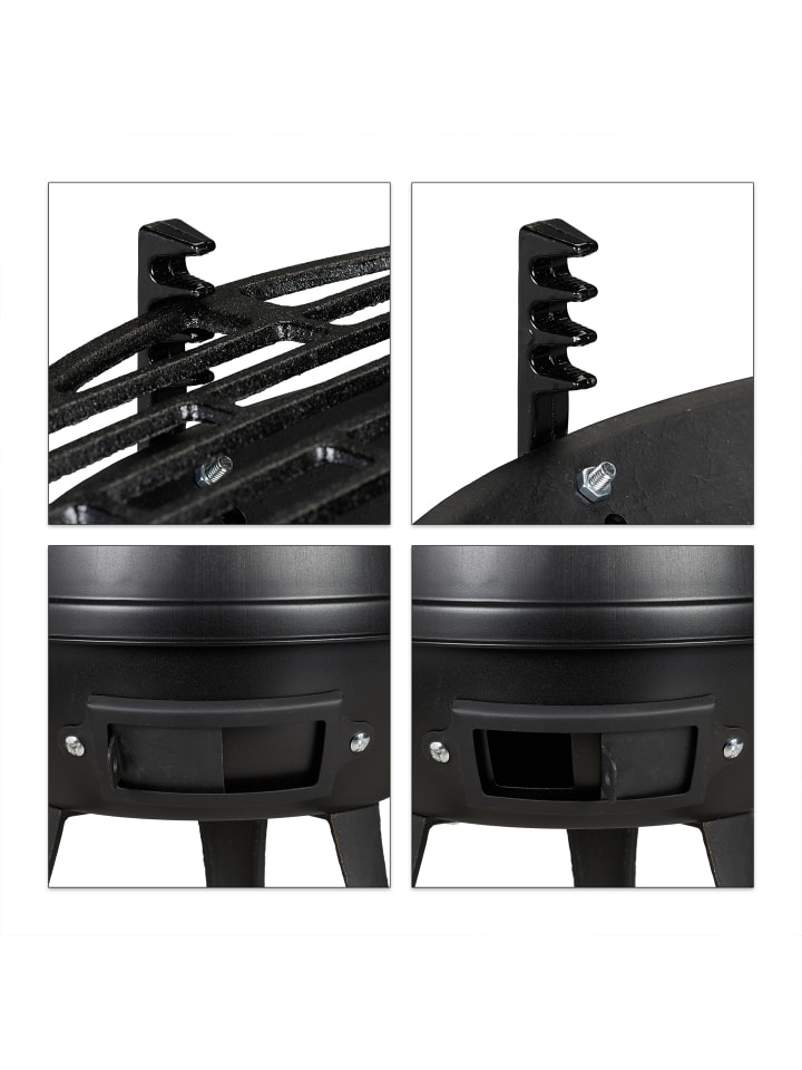 relaxdays Grillfass in Schwarz - Ø 35 cm günstig kaufen onesize