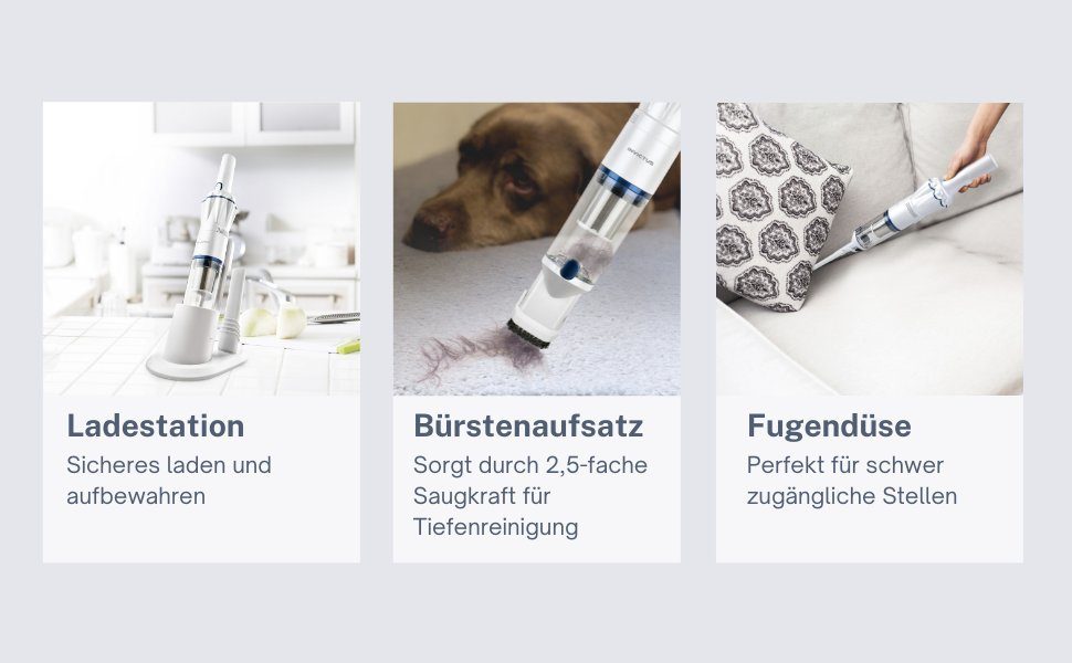 Genius Akku-Handstaubsauger Invictus One 1.0 Handstaubsauger beutellos, 90,00 W, beutellos, Beutelloser und kabelloser Akku Handsauger 90 W BLDC Motor + Zubehör