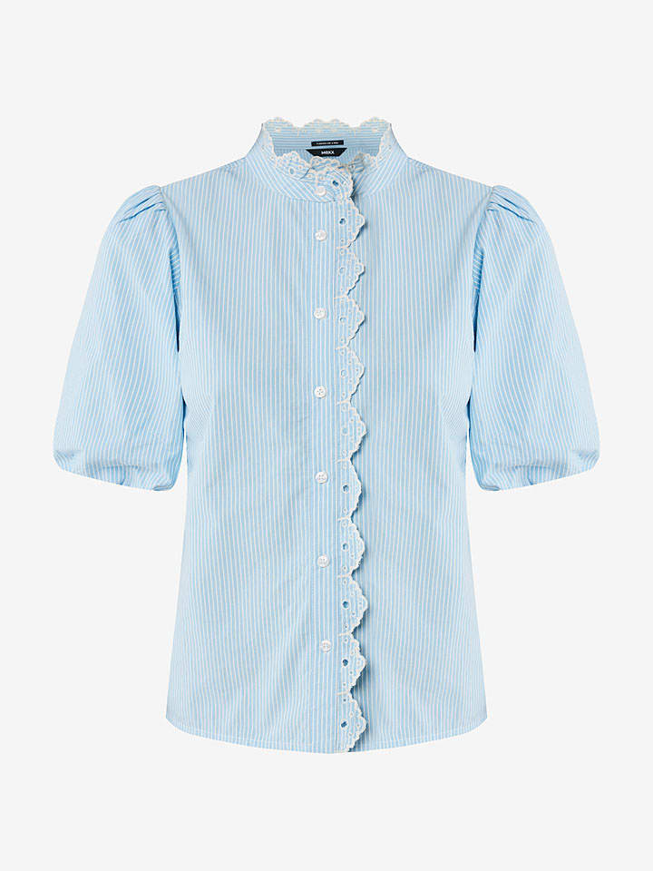 Mexx Bluse in Hellblau/ Weiß günstig kaufen