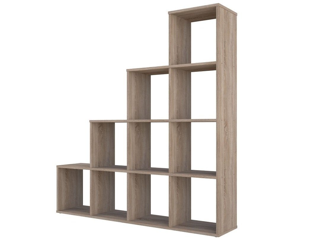 Polini Home Raumteilerregal Polini Treppenregal Stufenregal Raumteiler Regal Eiche 10 Fach