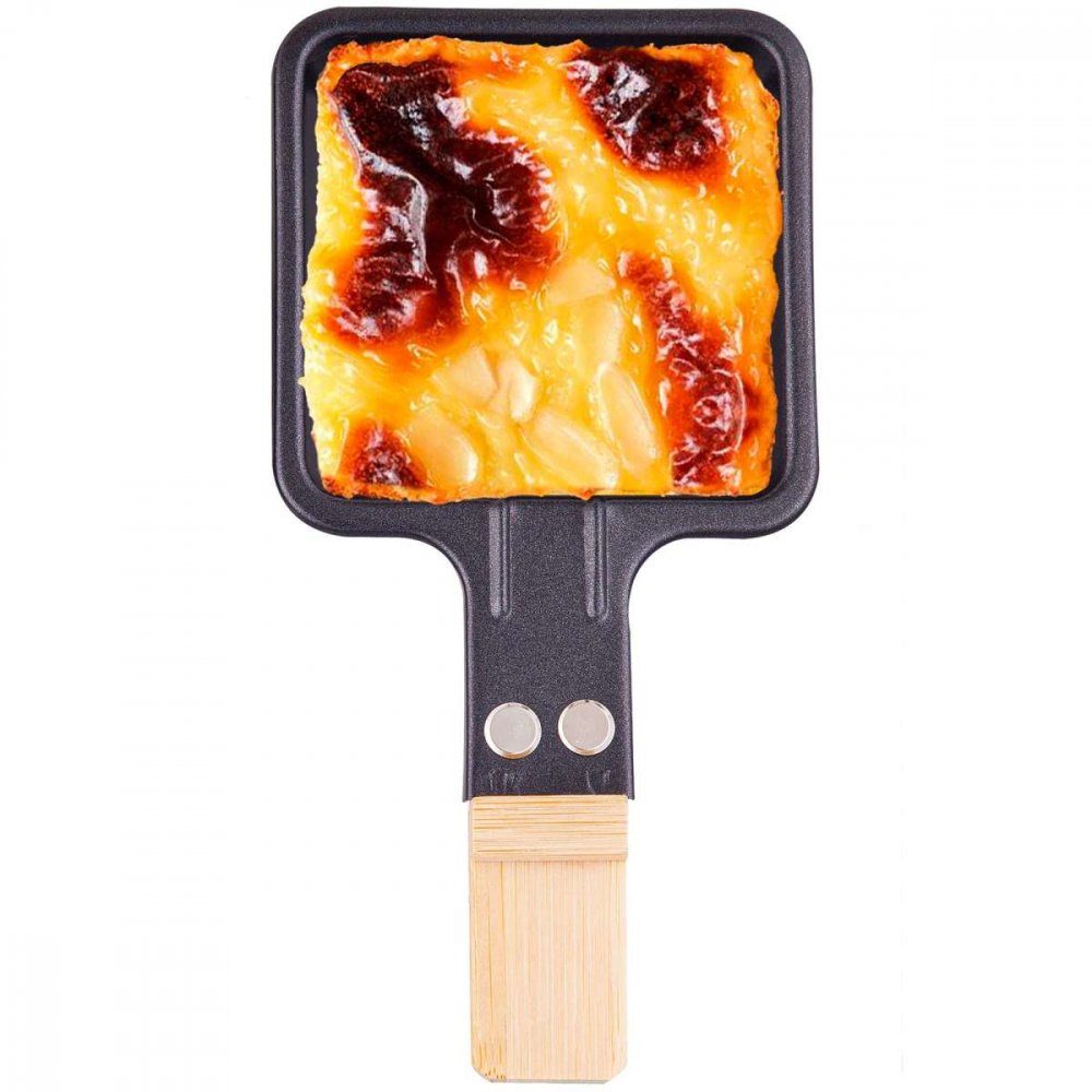 Syntrox Raclettepfännchen Syntrox Raclette Pfännchen viereckig mit Bambusgriff 2 Stück