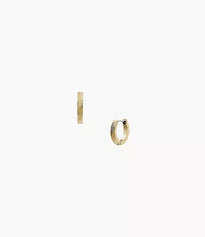Fossil Creolen-Ohrringe Harlow Linear Texture Edelstahl goldfarben