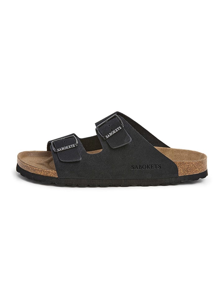 SABOKETS Leder-Pantoletten in Schwarz günstig kaufen