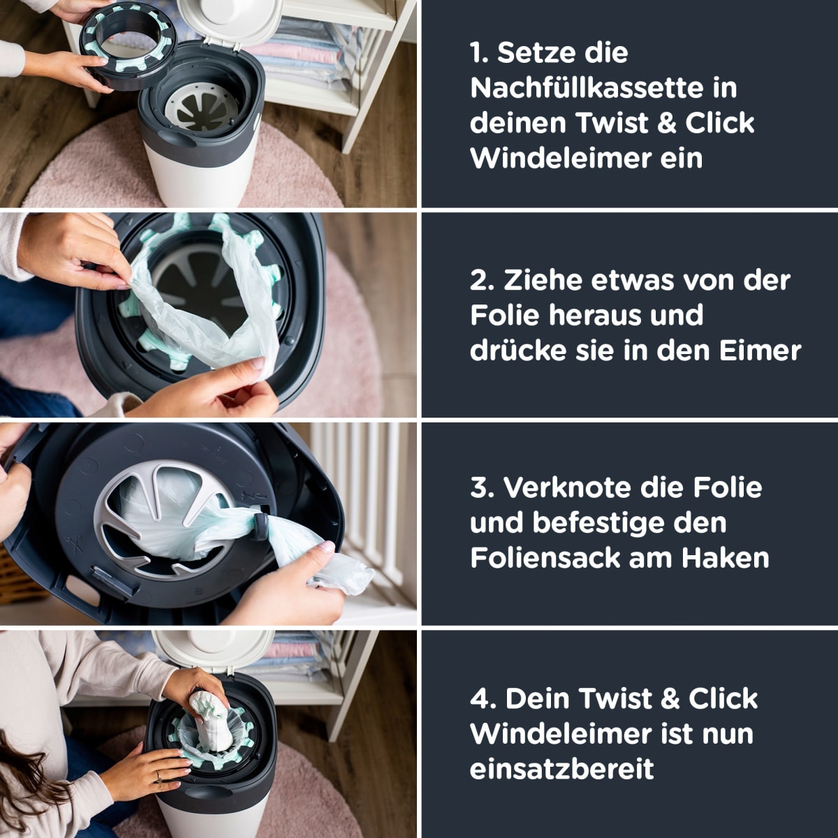 Nachfüllkassetten für Windeleimer Twist & Click und Sangenic Tec, 12 St
