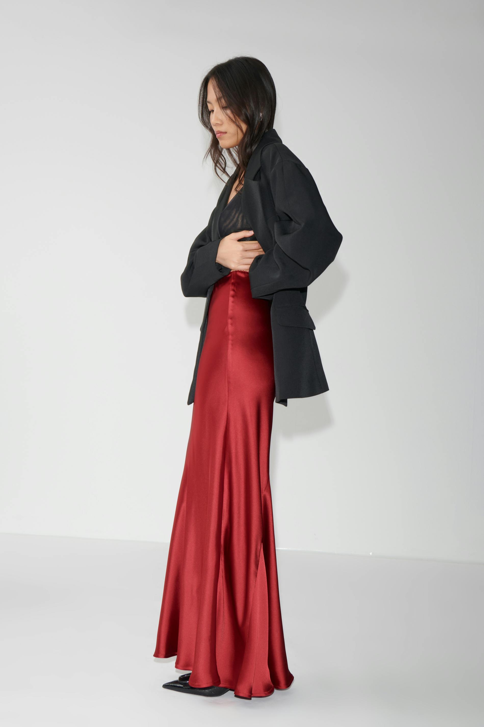 Satin maxi skirt