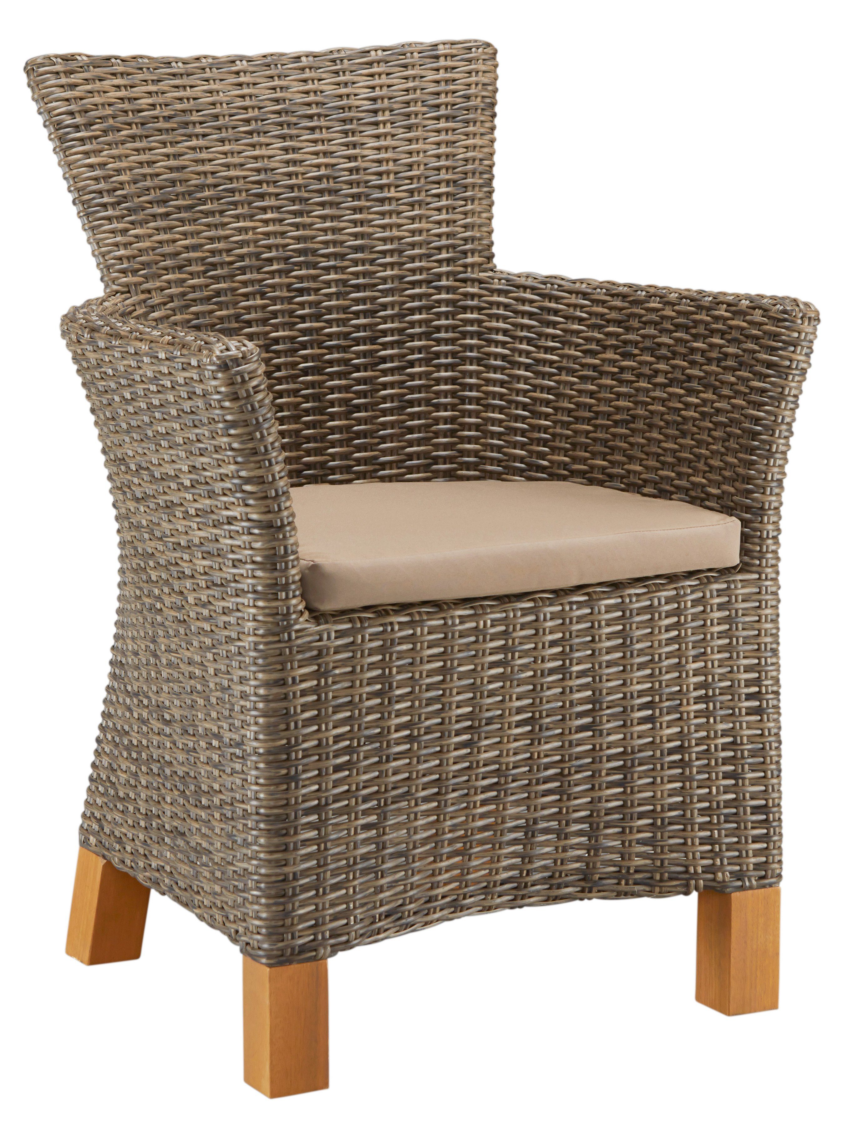 MERXX Gartensessel Toskana (Set, 2-St), 2er Set, Polyrattan/Non-Wood, grau-braun