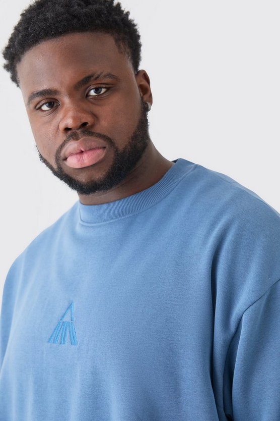 Plus Man Oversized Extended Neck Sweatshirt