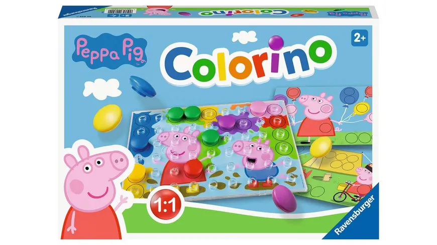 Ravensburger Spiel - Peppa Pig Colorino, Kinderspiel zum Farbenlernen, Mosaik Steckspiel, ab 2 Jahre