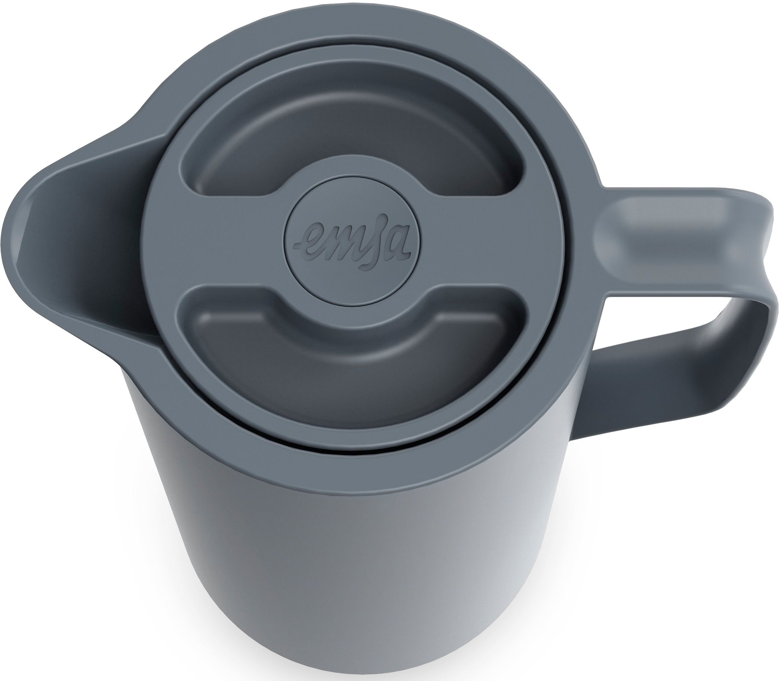 Emsa Isolierkanne Motiva, 1 l, Quick-Press-Deckel, Einhandbedienung, 12h warm/24h kalt, Glaskolben