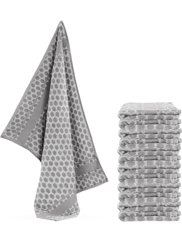 Aspero 12 Frotte Baumwoll Geschirrtücher in Hellgrau günstig kaufen 50 x 70 cm