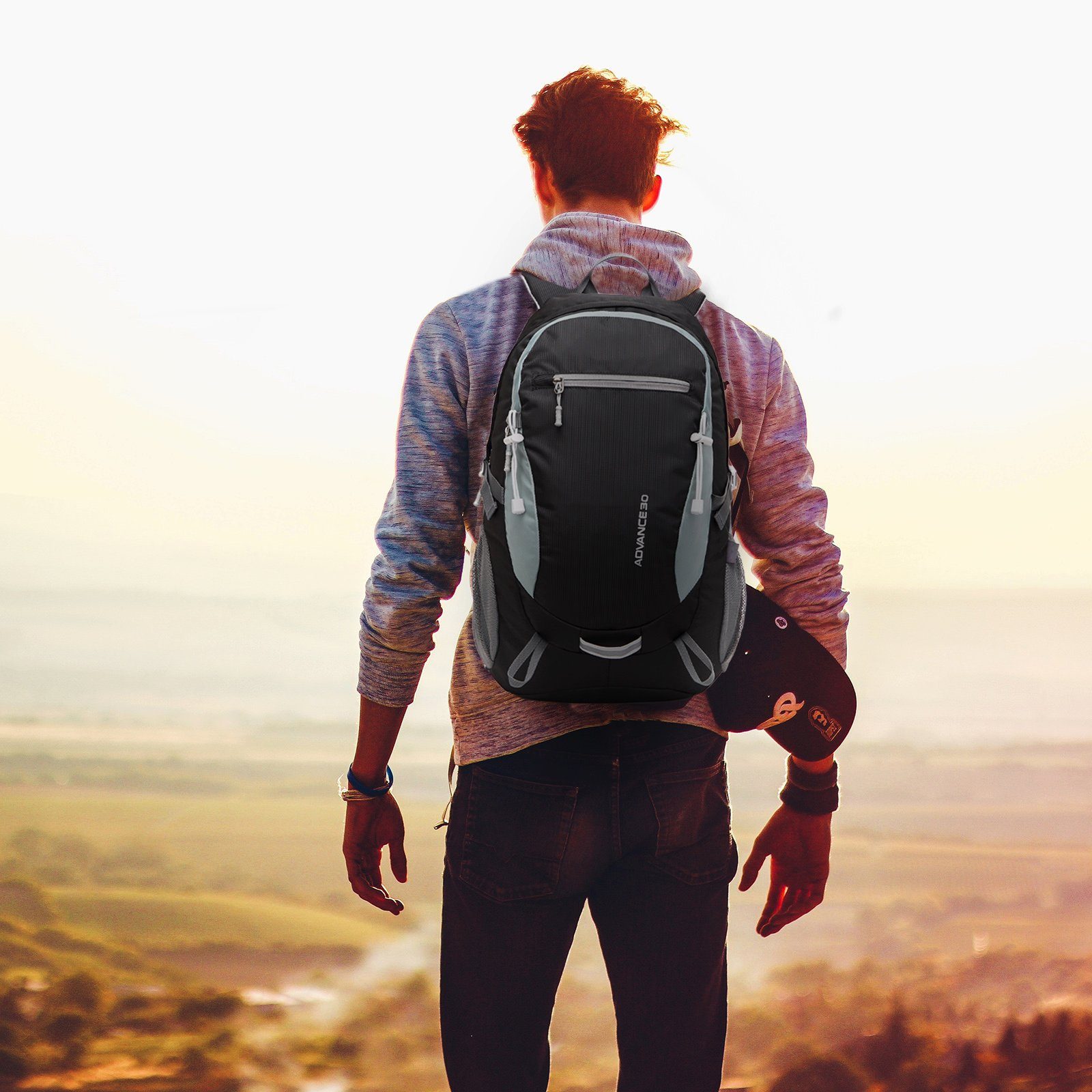 TAN.TOMI Kletterrucksack 40L Großer Wanderrucksack mit Rückenbelüftung, wasserabweisend (Einschließlich Regenschutz), für Radfahren Reisen Klettern Sport mit Regenschutz