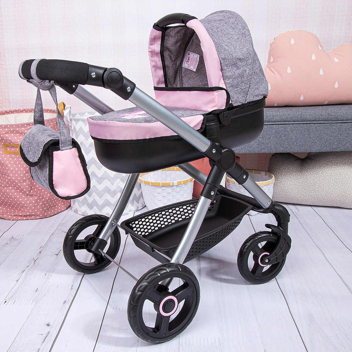 Puppenwagen Style, grau/rosa