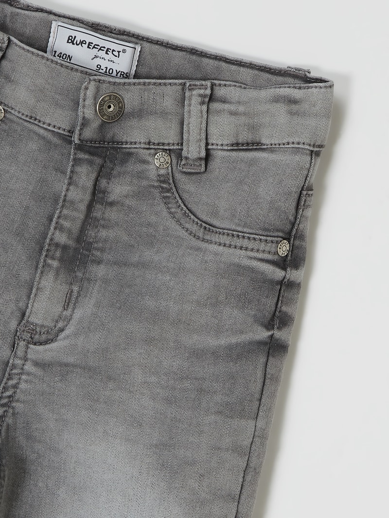 Cropped High Waist Jeans mit Stretch-Anteil in mittelgrau meliert