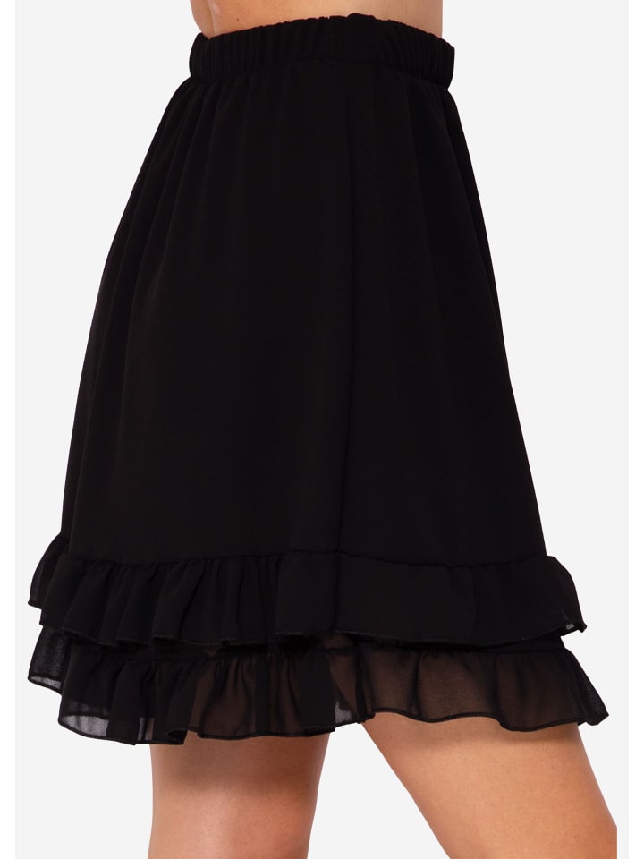 SASSYCLASSY Volants Rock mit Rüschen in schwarz günstig kaufen