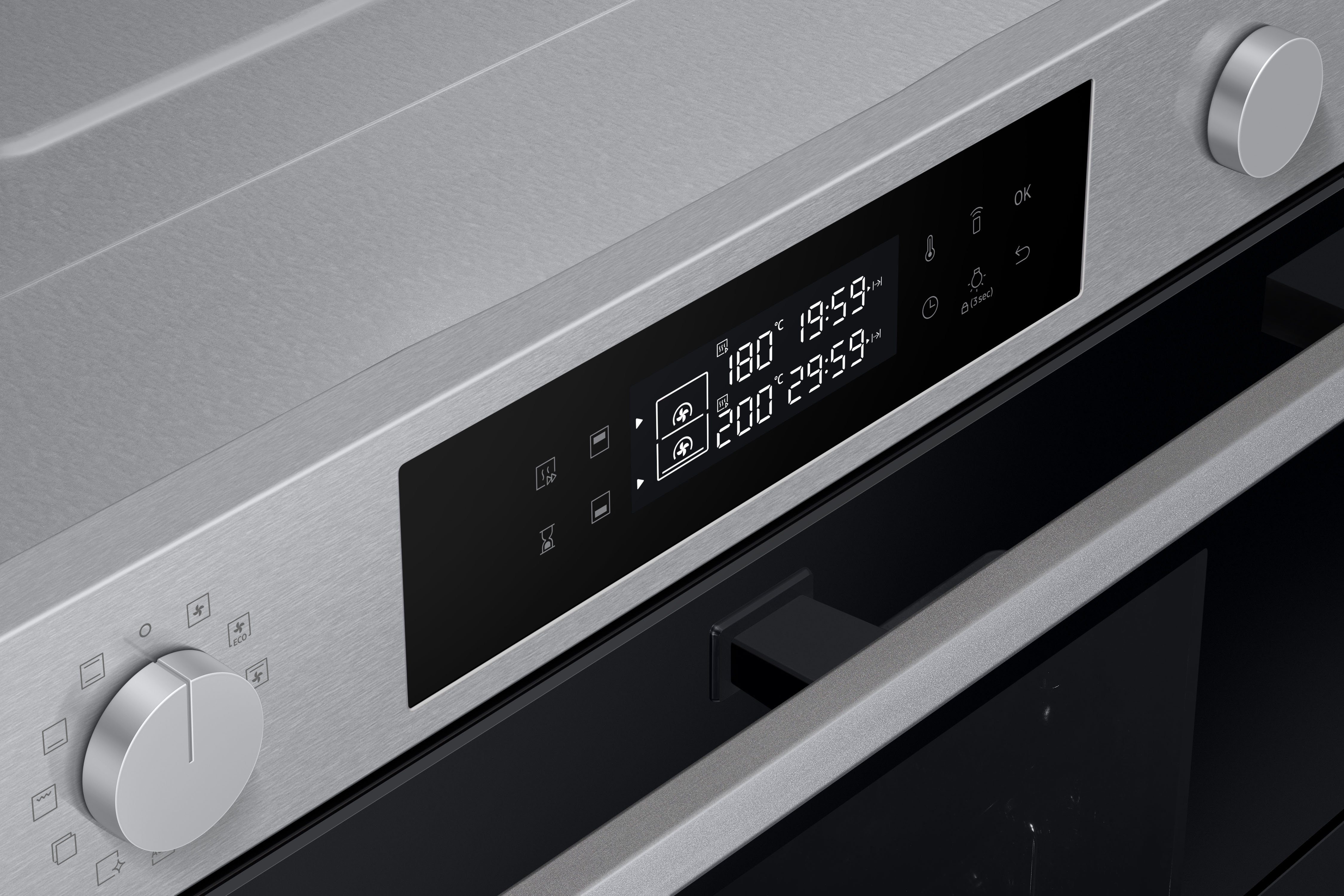 Samsung Pyrolyse Backofen NV7B4530ZAS, Pyrolyse-Selbstreinigung, Dual Cook Flex – Ein Ofen. Zwei Garräume. Maximale Flexibilität.