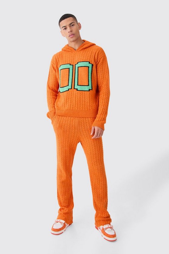 Kastiger Zopfmuster-Hoodie
