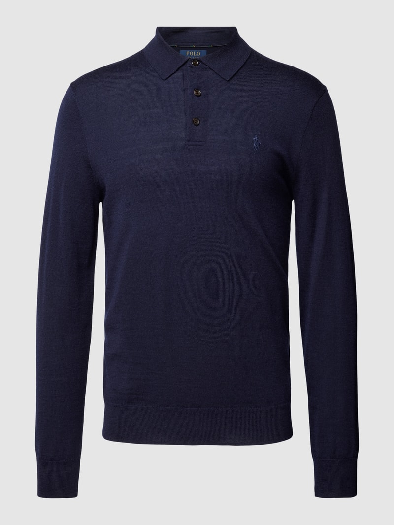 Strickpullover mit Label-Stitching in marineblau