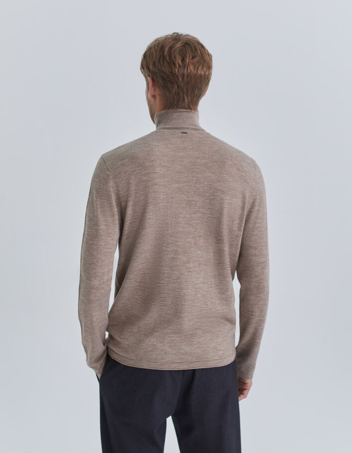 Pull cappuccino tricot à col roulé Homme