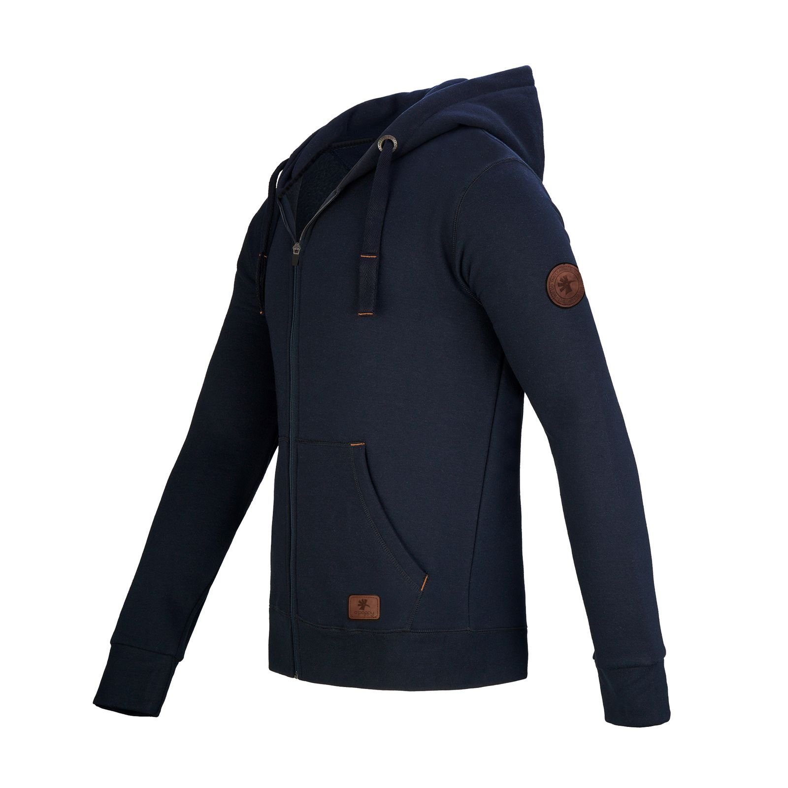 O'Poppy Jogginganzug Herren Lederpatch navy (2-tlg), mit Kapuze, Eingriffstaschen und Lederpatches