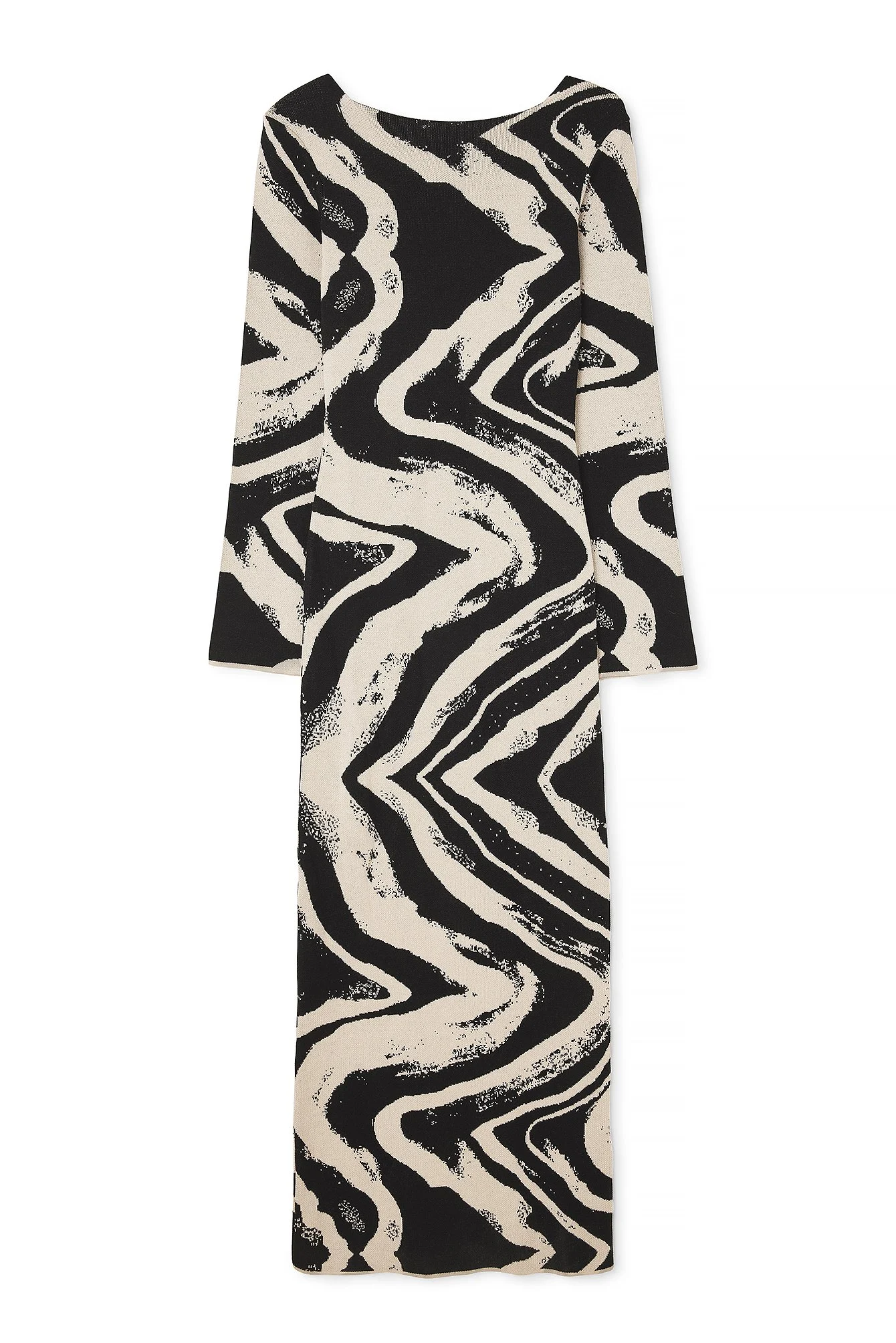 Maxi-Strickkleid mit weiten Ärmeln