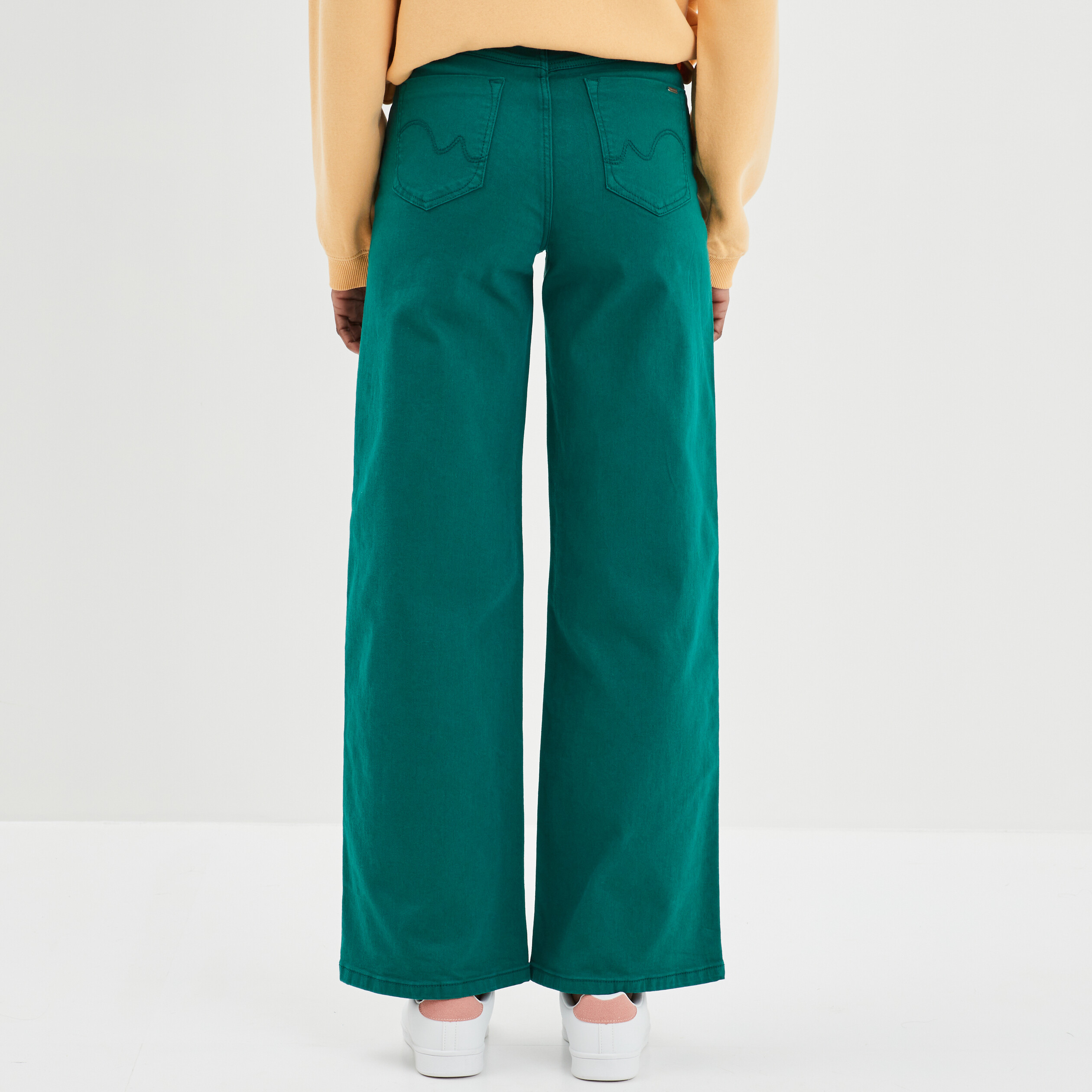 Pantalon large Creeks vert émeraude femme | La Halle