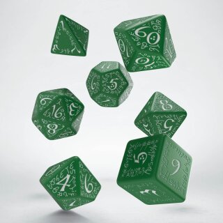 Elvish Green & white Dice Set (7)