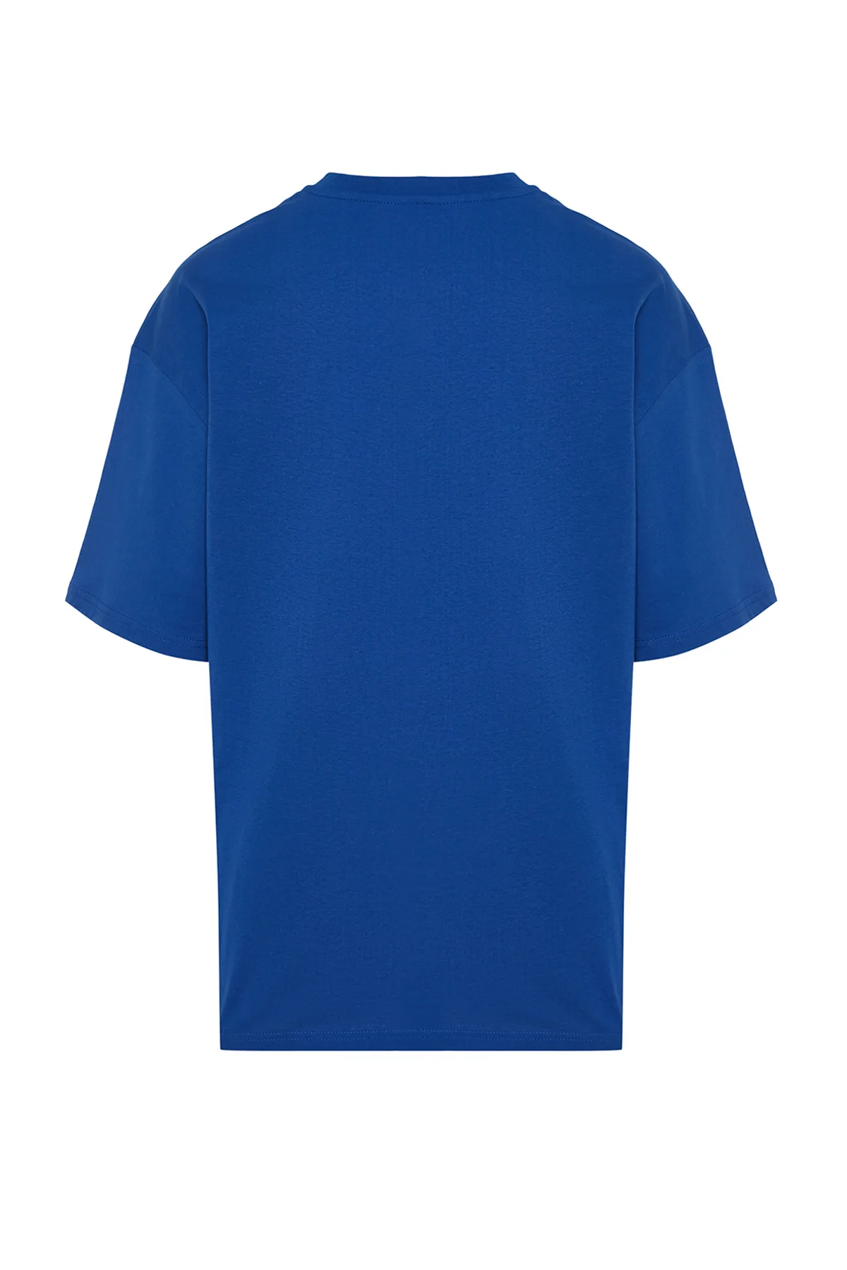 Trendyol Collection  Indigofarbenes, übergroßes/weit geschnittenes, kurzärmliges, mit Dinosauriern besticktes T-Shirt aus 100 % Baumwolle TMNSS23TS00243