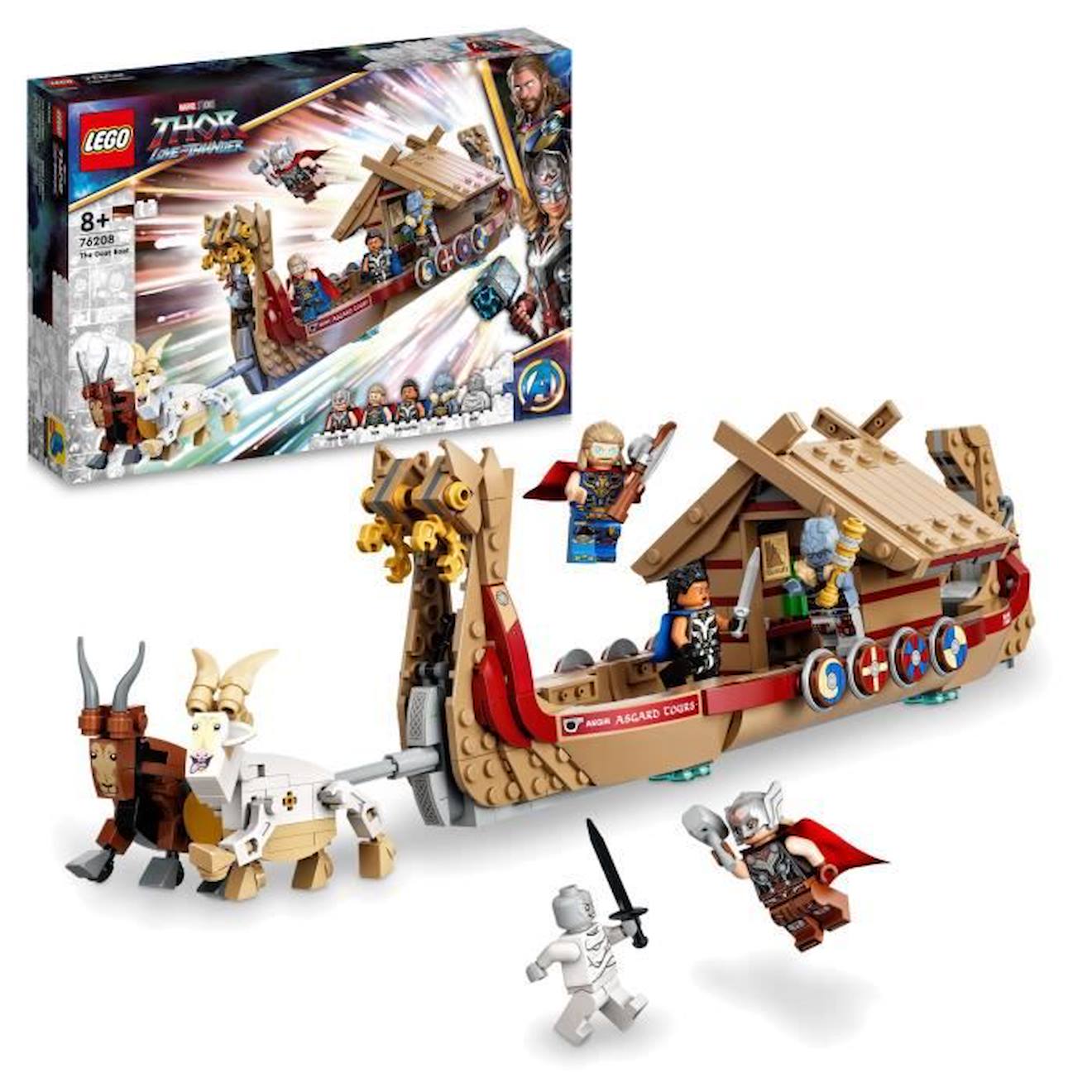 LEGO® 76208 Marvel Le Drakkar de Thor, Jouet à Construire de Bateau avec Minifigurines Avengers et Stormbreaker, dès 8 ans marron