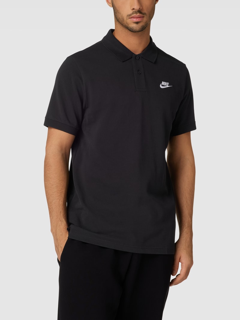 Poloshirt mit Knopfleiste und Logo-Detail in schwarz