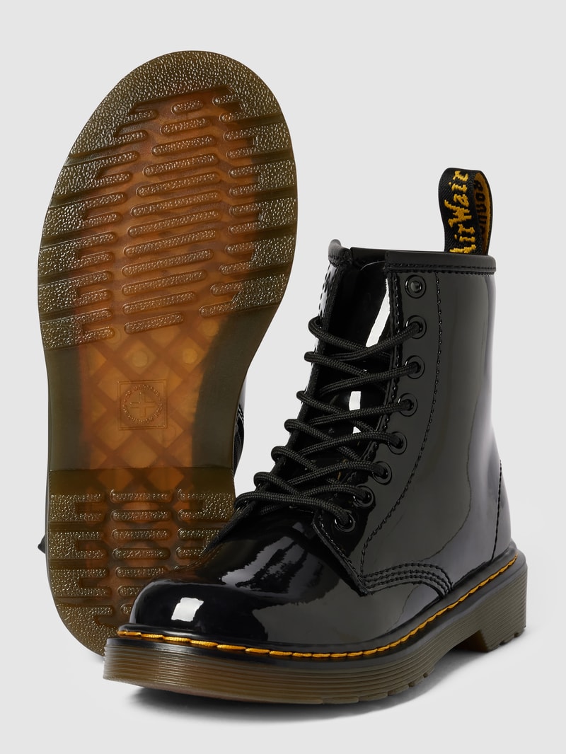 Schnürboots mit Reißverschluss in schwarz