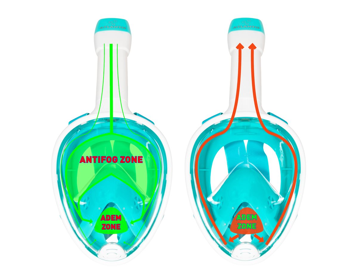 Atlantis Full Face Mask weiß S/M Erwachsene Schnorchelmaske