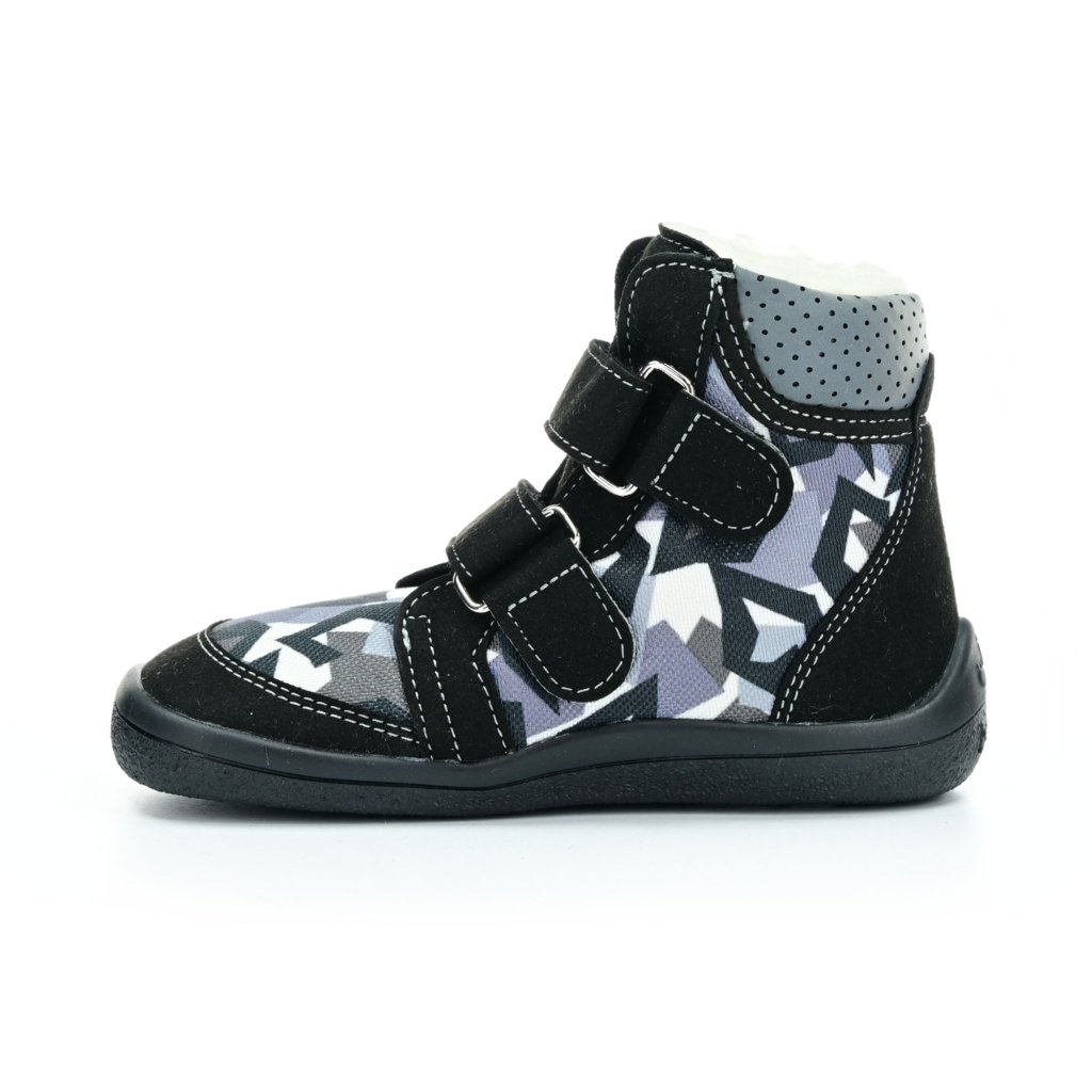 Beda Black Moon mit Membran (BF 0004/W/MK/NL) schwarze Winter-Barfußstiefeletten