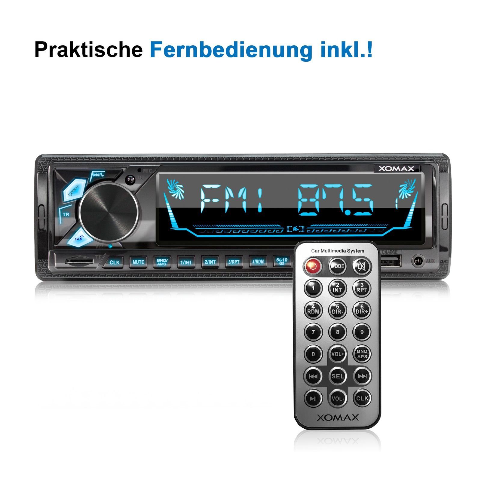XOMAX XM-R282 Autoradio mit Bluetooth, 2x USB, SD, AUX IN, 1 DIN Autoradio