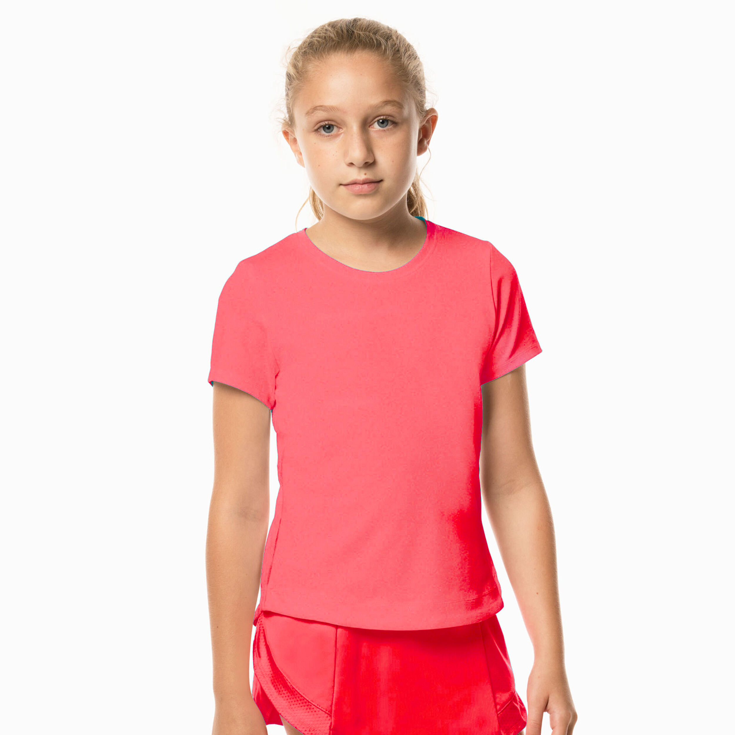 Dynamic High-Low T-Shirt Mädchen - Koralle