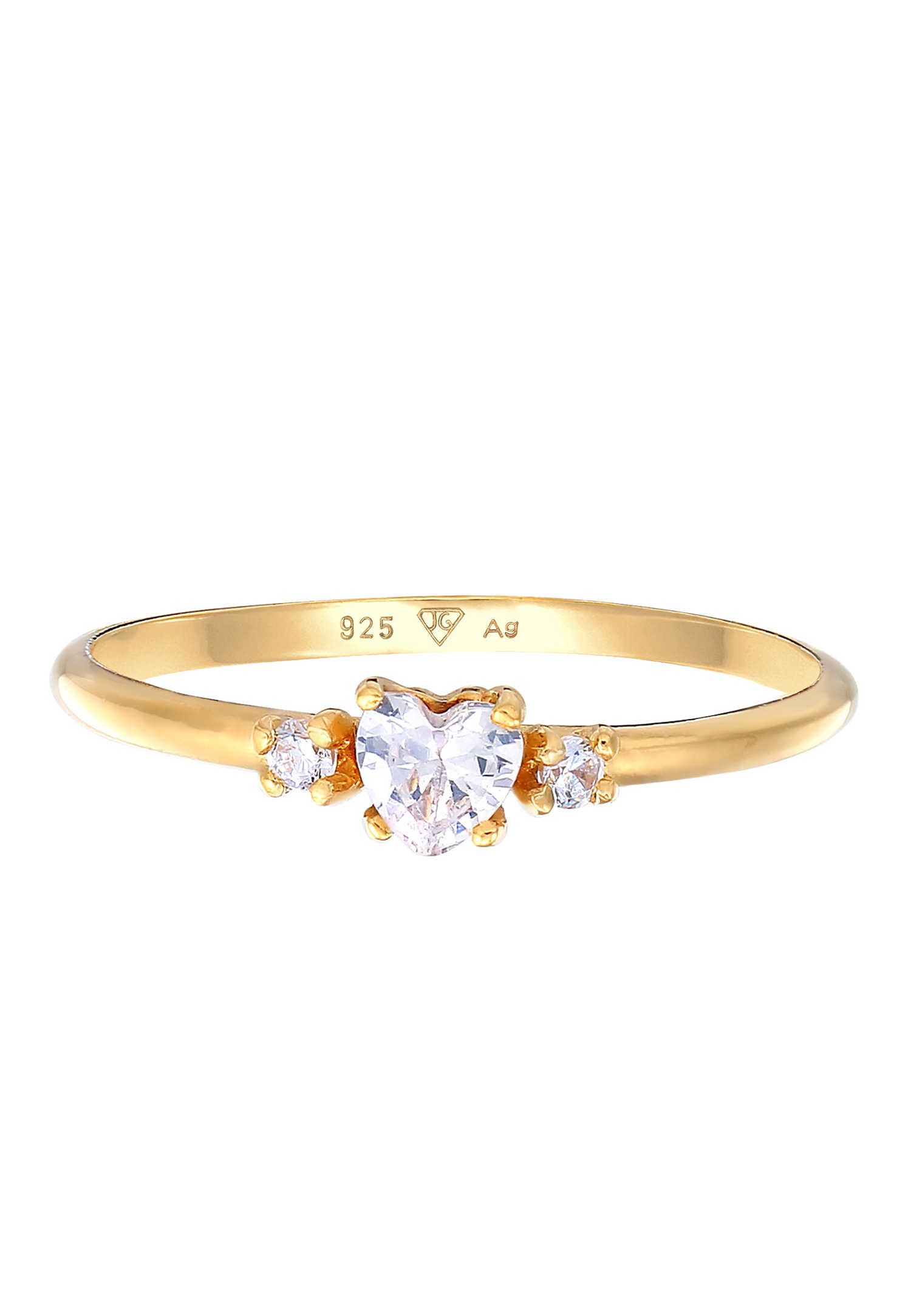 Elli Women's Heart Engagement Ring with Cubic Zirconia Crystal in 925 Sterling Silver