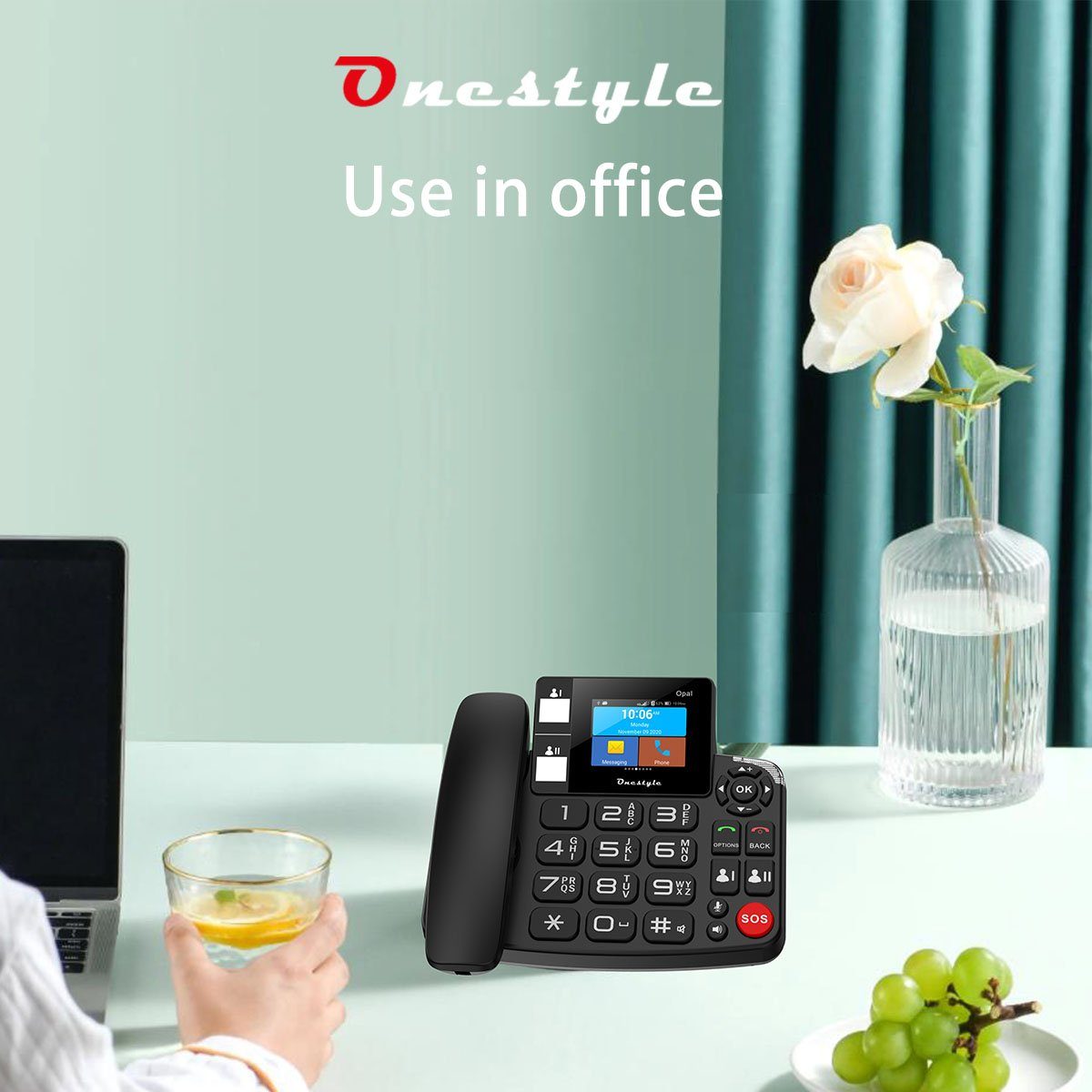 Onestyle Opal Tischtelefon mit WiFi, Dual-SIM für Senioren geeignet Großtastentelefon (Wi-Fi)