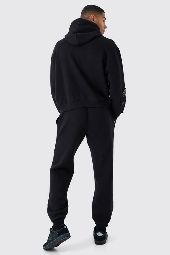 Oversize Trainingsanzug mit Rosen-Stickerei