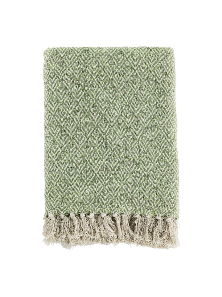Chic Antique Plaid Decke Aix aus recycelter Baumwolle in grün günstig kaufen onesize