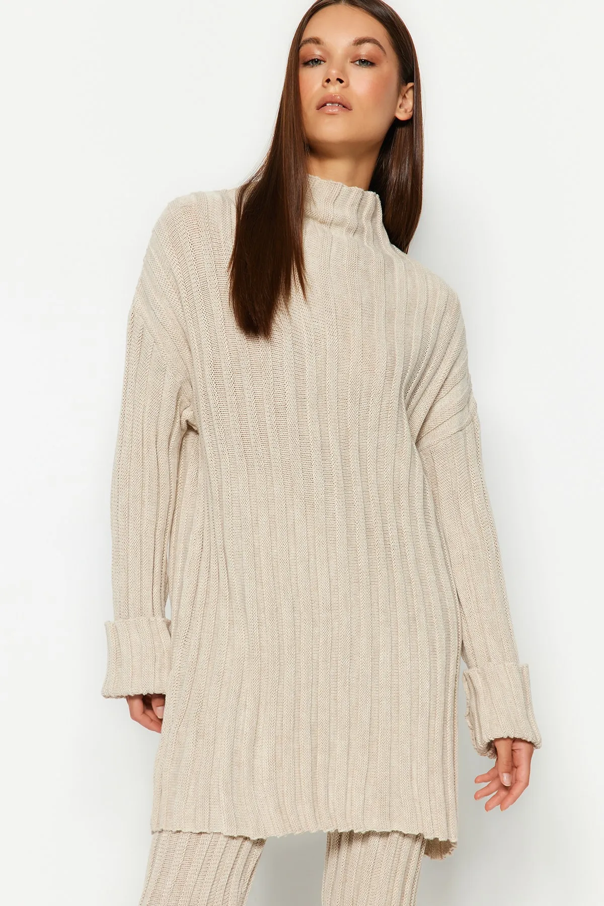 Trendyol Collection  Stone Corded Basic Pants Strickoberteil und -unterteil-Set TWOAW24AU00013