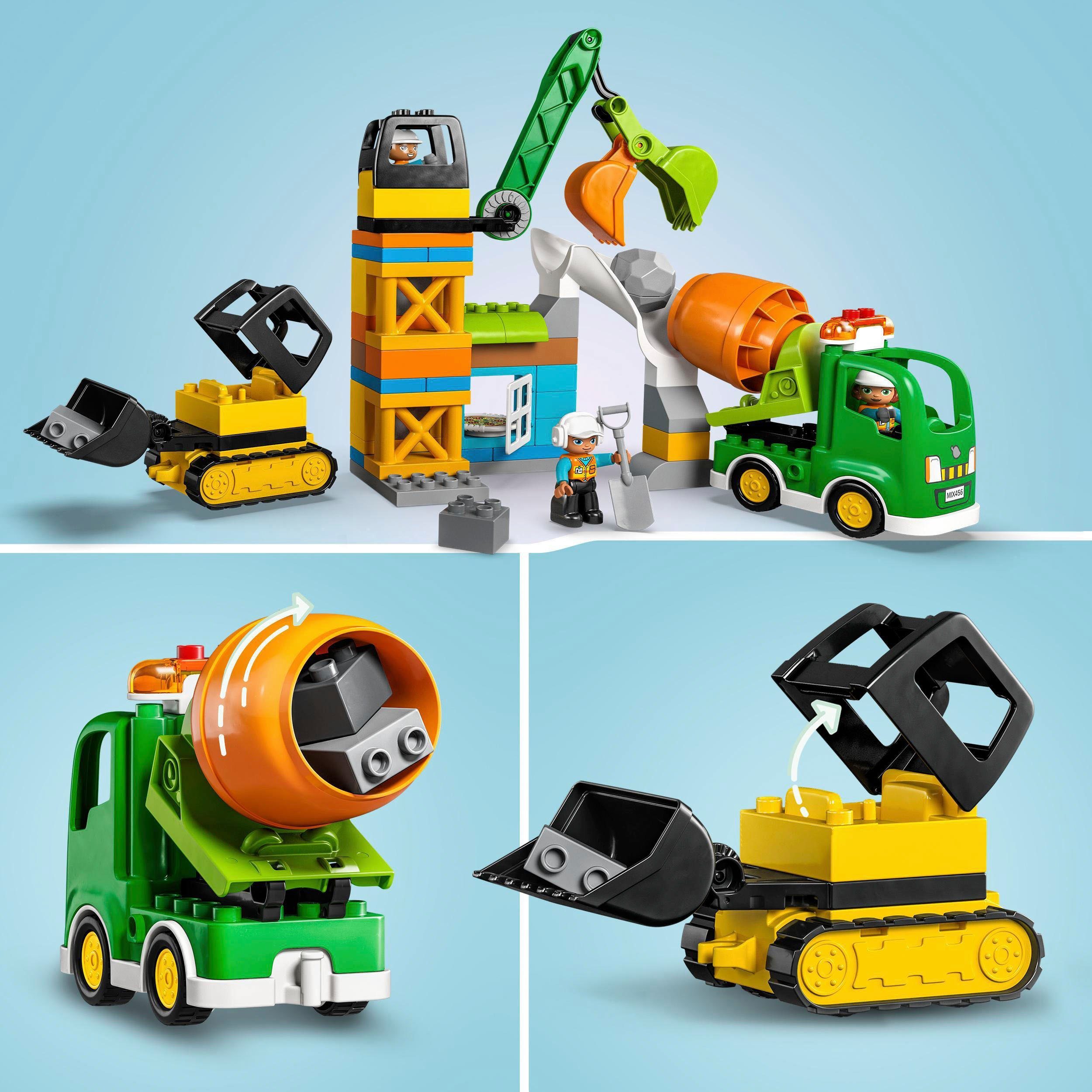 LEGO® Konstruktionsspielsteine Baustelle mit Baufahrzeugen (10990), LEGO® DUPLO Town, (61 St), mit Licht und Sound; Made in Europe