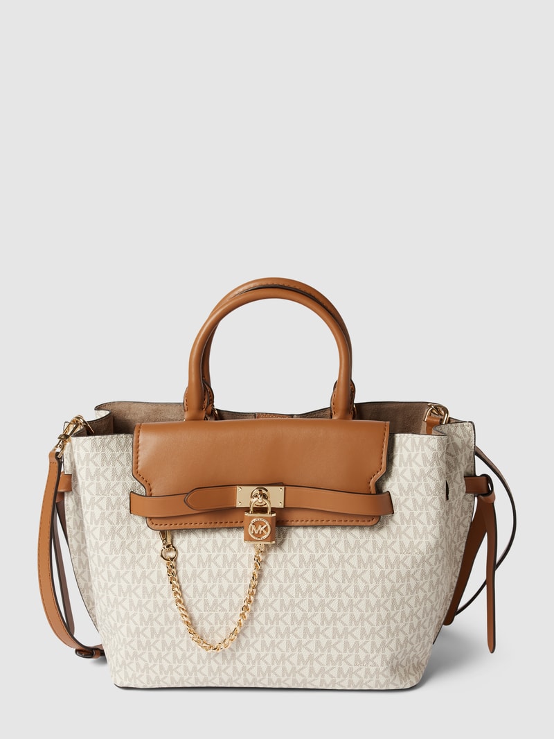 Handtasche mit Allover-Logo Modell 'HAMILTON' in ecru