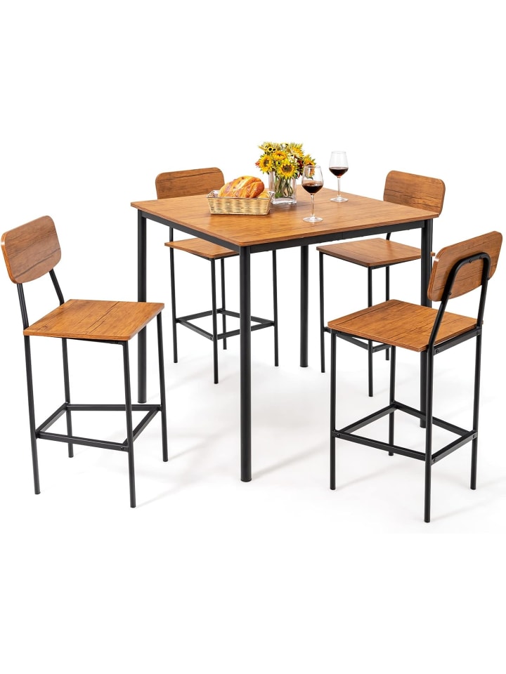 COSTWAY Esstisch 5 tlg. Set in Braun günstig kaufen onesize