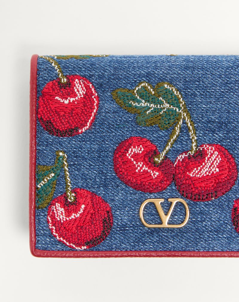 VLogo Signature denim tegnebog med kirsebærbroderi