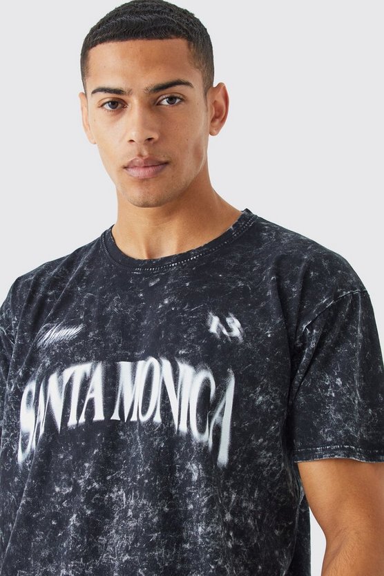 Oversize T-Shirt mit Acid-Waschung und Print