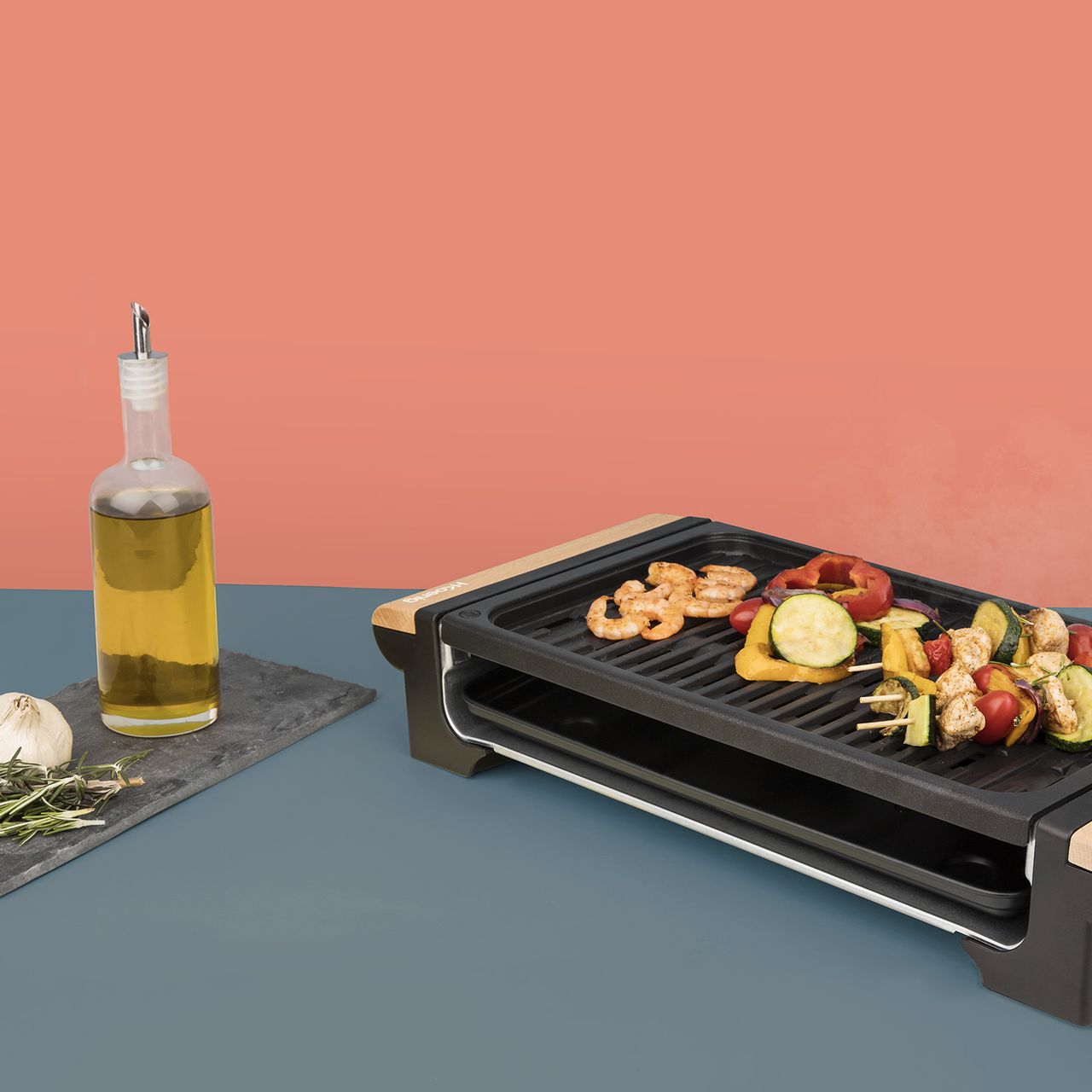 H.Koenig 2 in 1 Tischgrill RP320 mit Granitsteinplatte